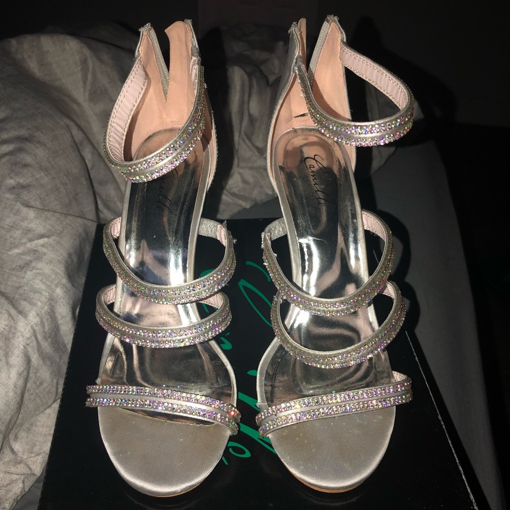 silver diamond heels